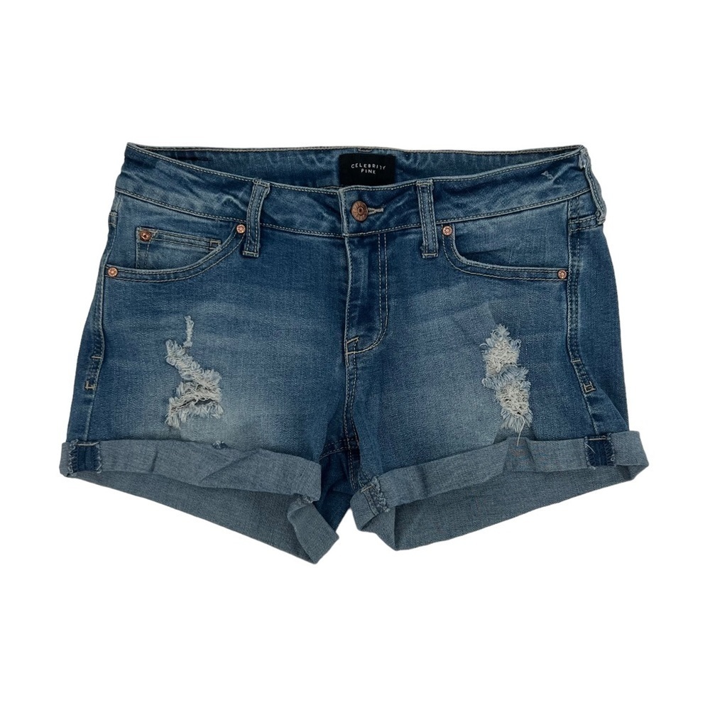 Celebrity Pink Cuffed Hem Distressed Denim Jean Shorts Size 27 Women’s